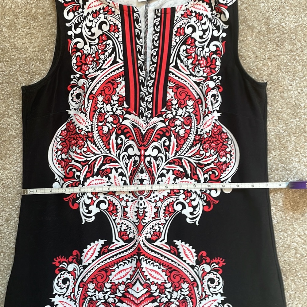 NY & Co Black and Red Tunic Style Sleeveless Cotton Stretch Dress Size Medium - Picture 5 of 6